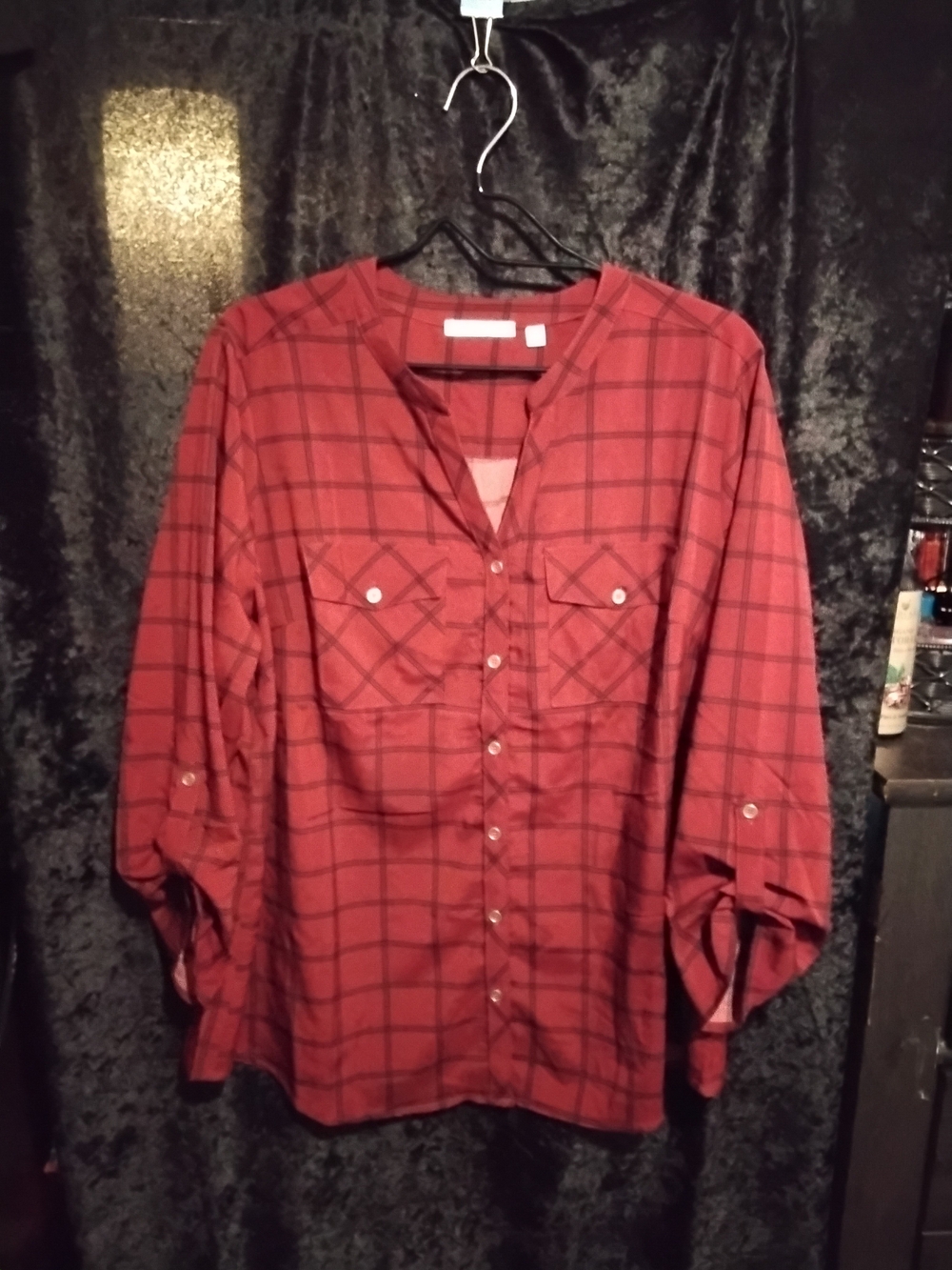 Notations Red Plaid Blouse